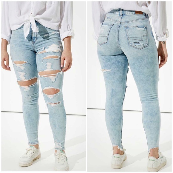 American Eagle Outfitters Denim - American Eagle Next Level Stretch Curvy Super High Rise Ripped Jeggings 2922 10
